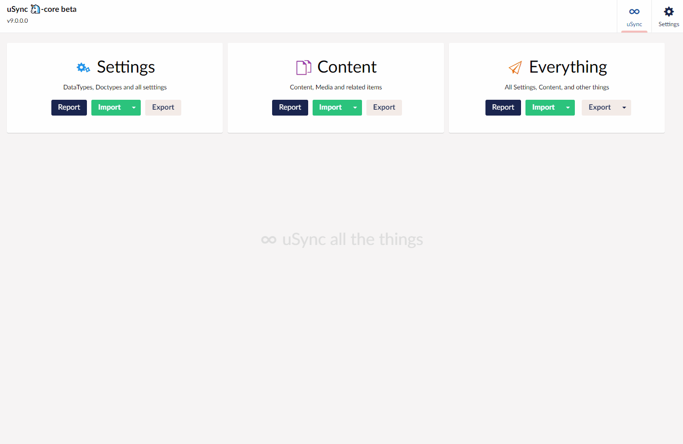 uSync 9 UI